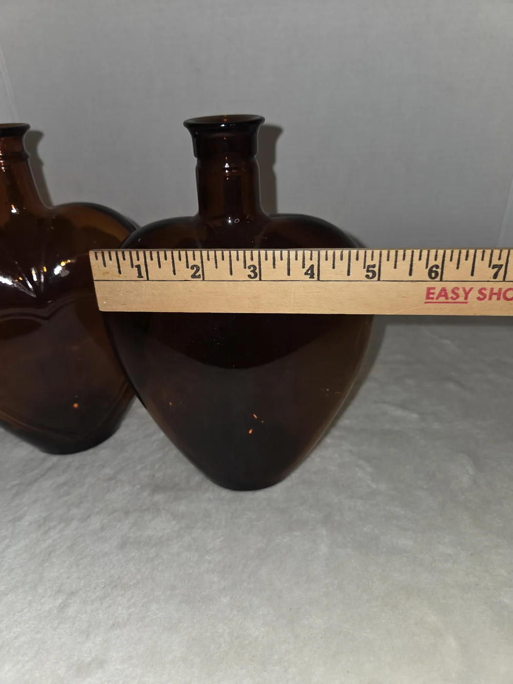 Two Vintage PAUL MASSON Pressed Glass Amber Heart Shaped 8